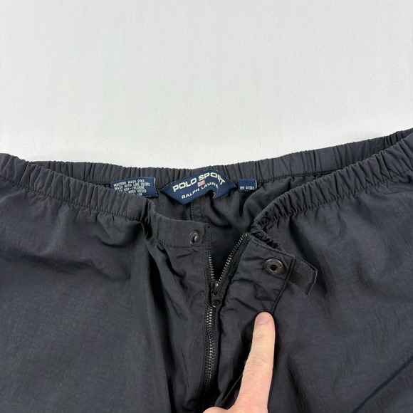 Vintage Polo Sport Ralph Lauren Track Pants Mens Medium Black Stretch Y2K - Picture 3 of 13